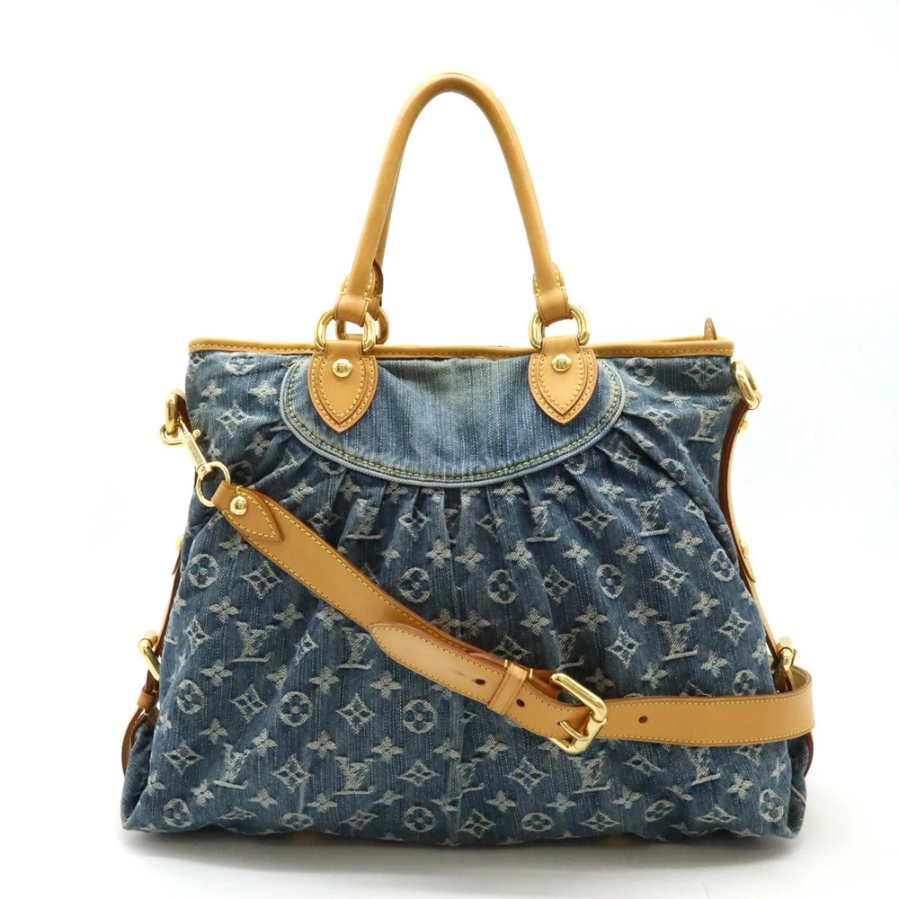 LOUIS VUITTON Monogram Denim Neo Cabby Tote Bag Handbag Shoulder Blue